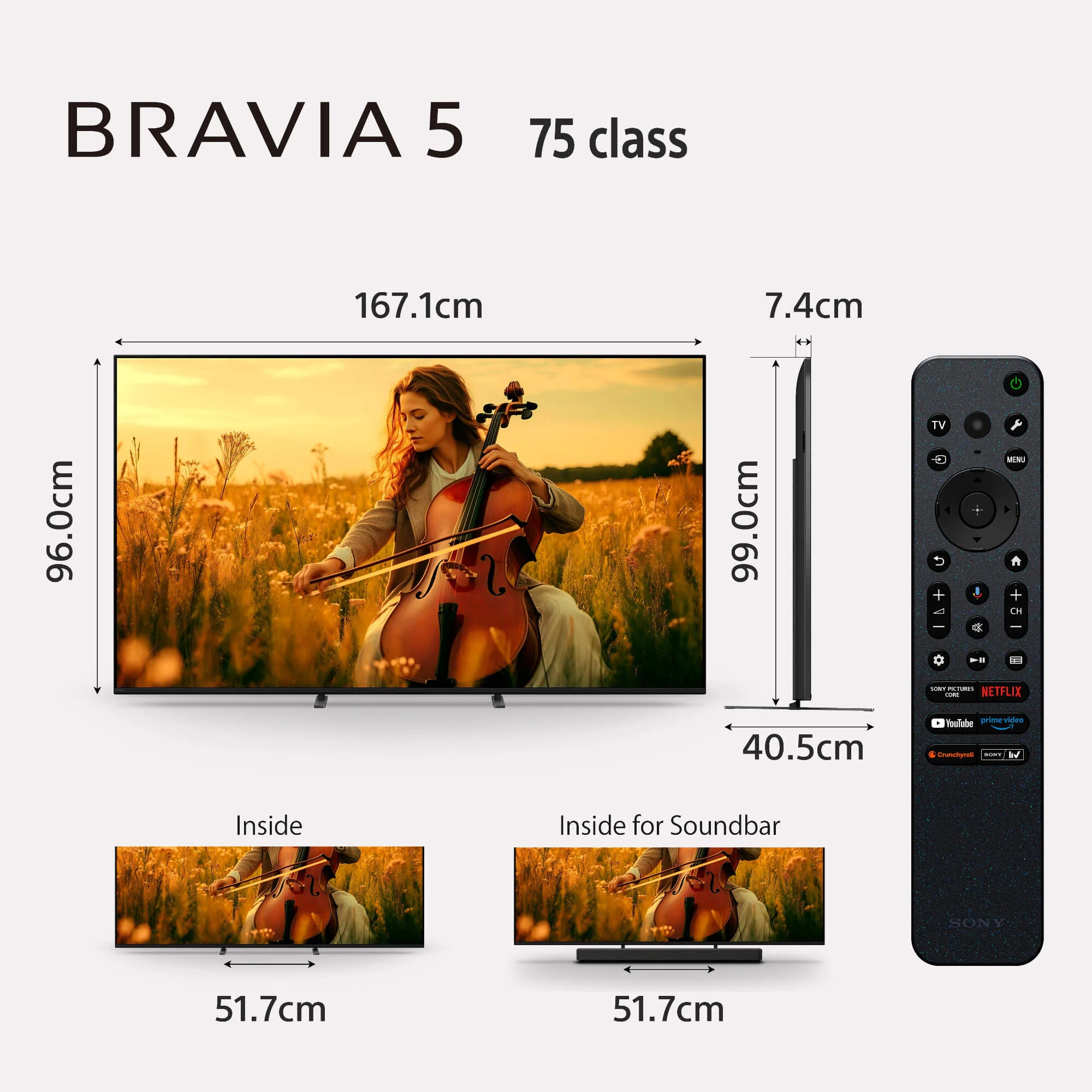 Sony | BRAVIA 5 | 75 inch | XR Processor | Mini LED | 4K Ultra HD | High Dynamic Range (HDR) | Smart TV (Google TV) - Image 2